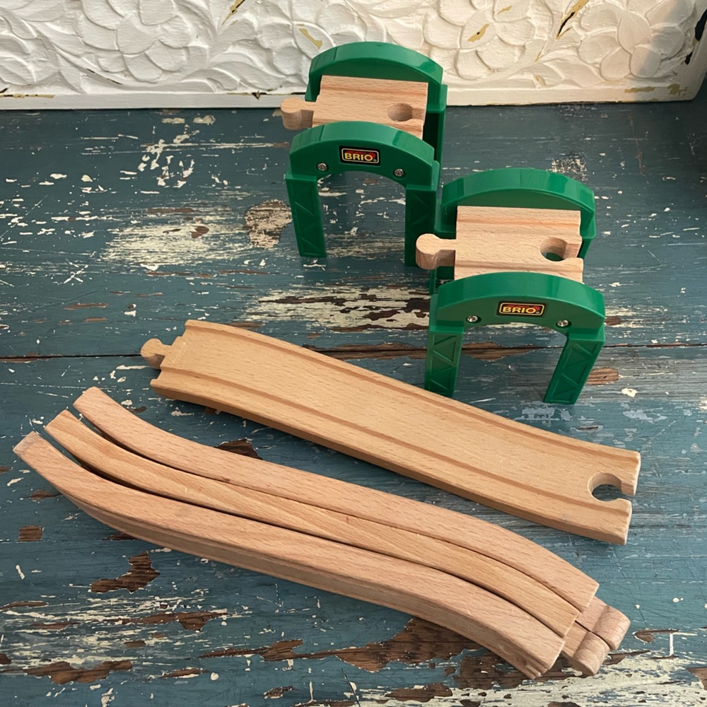 Brio wooden tracks with bridge